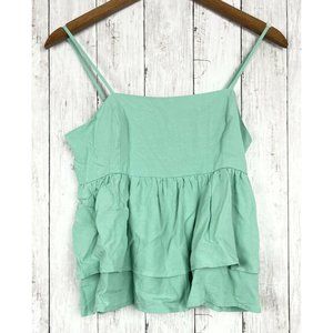 Forever 21 Women S Sage Blue Cami Sleeveless Woven Ruffle Top